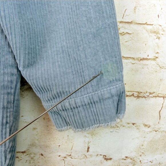 Zara Oversized Corduroy Trucker Jacket Womens XS Baby Blue Raw Hem Gorpcore 90s - Picture 12 of 14